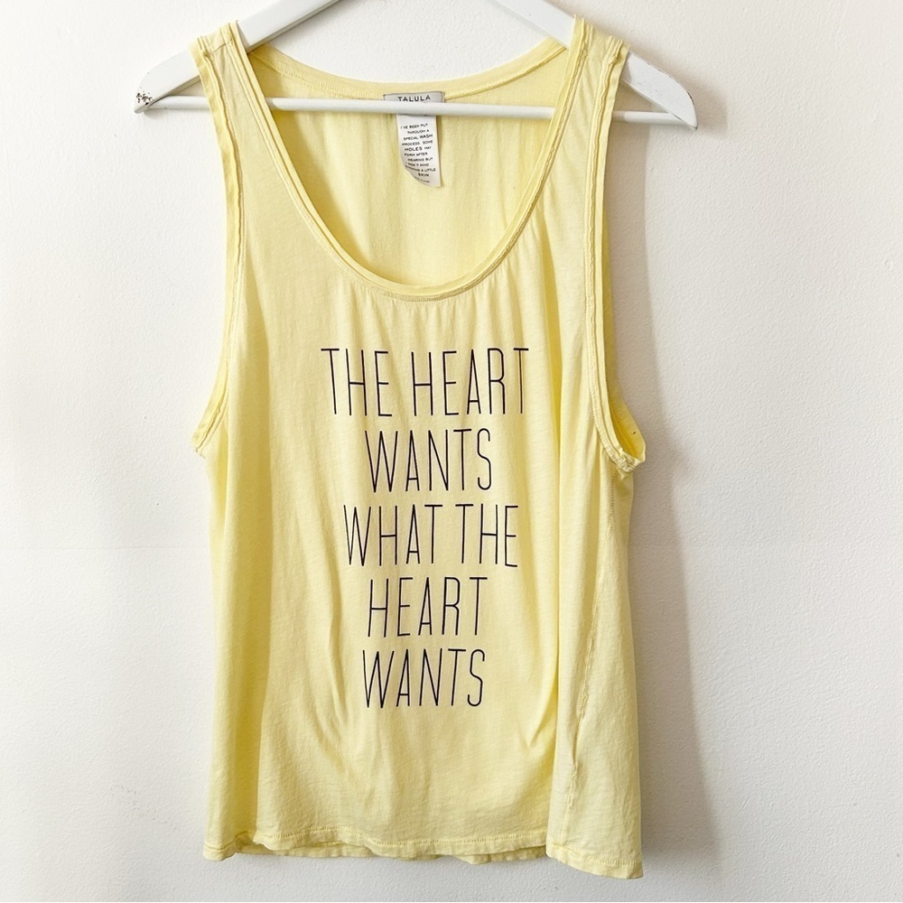 Free w/ purchase! Talula Aritzia Yellow Tank Top "The Heart Wants" Med
